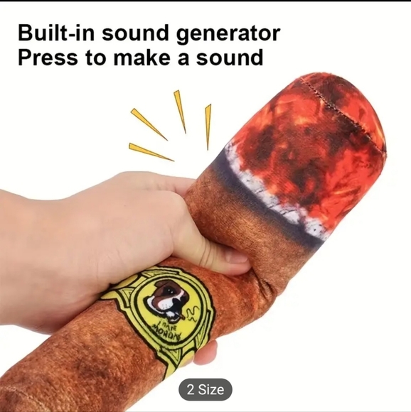 2 Cigar Design Pet Grinding Teeth Squeaky Plush Toys, Durable Chew Toy For Dog - Picture 5 of 5